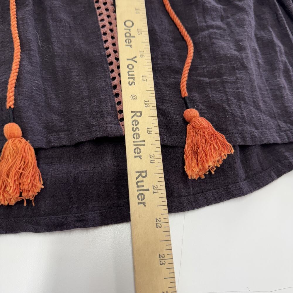 Urban Outfitters‎ Blouse Womens XS Boho Peasant Top Tassel Multicolor Flowy - Picture 7 of 8